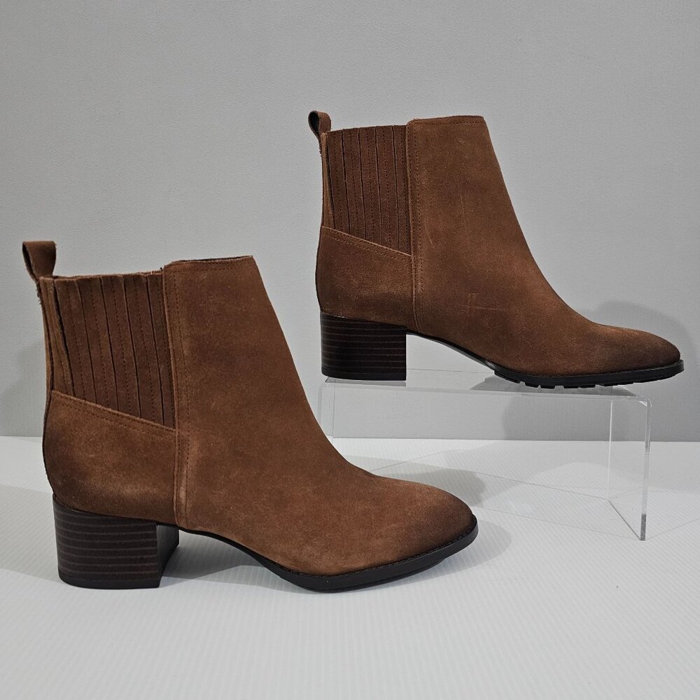 Sam Edelman Kaiti Chelsea Ankle Boot Womens 7 Brown Suede Block Heel Western NEW - Picture 3 of 12